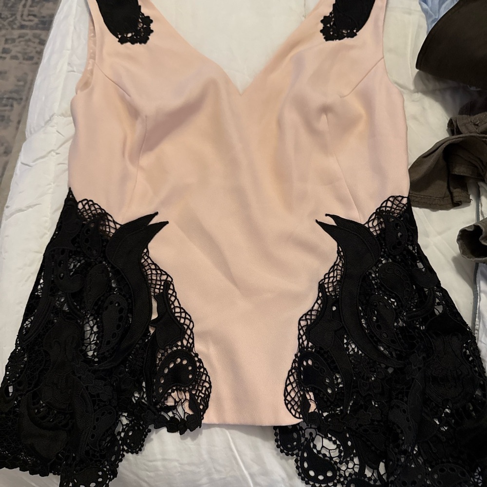 VENUS Blush and Black Lace Dress